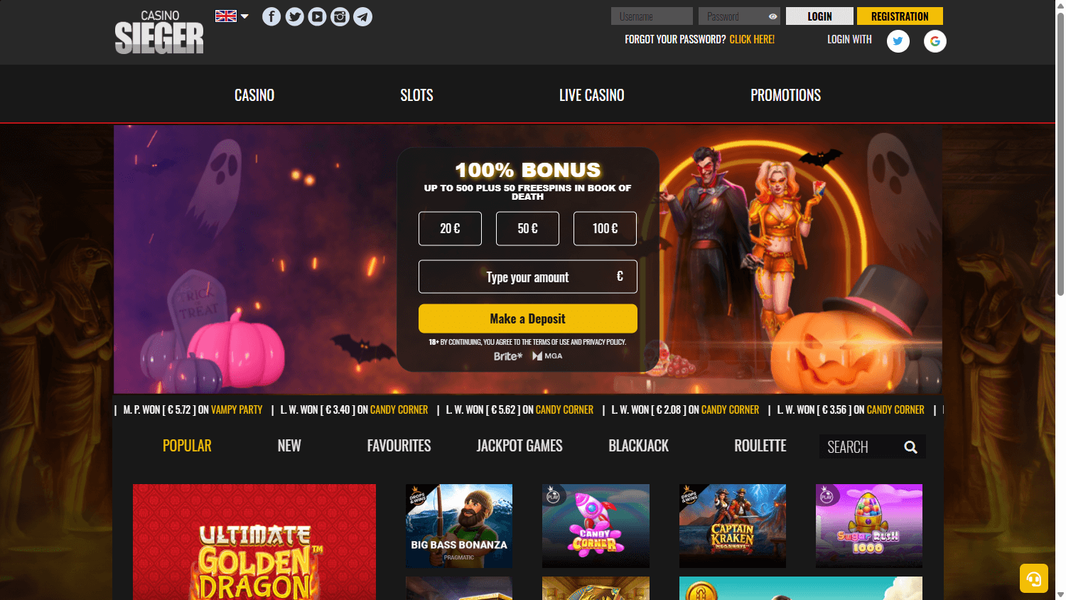 Casino Sieger Desktop screenshot