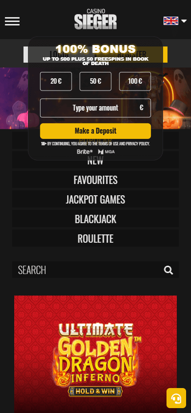 Casino Sieger Mobile screenshot